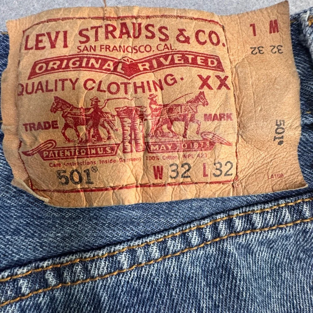 Levi's 501 Original Straight Leg Jeans Mens 32x32 Blue Button Fly Denim